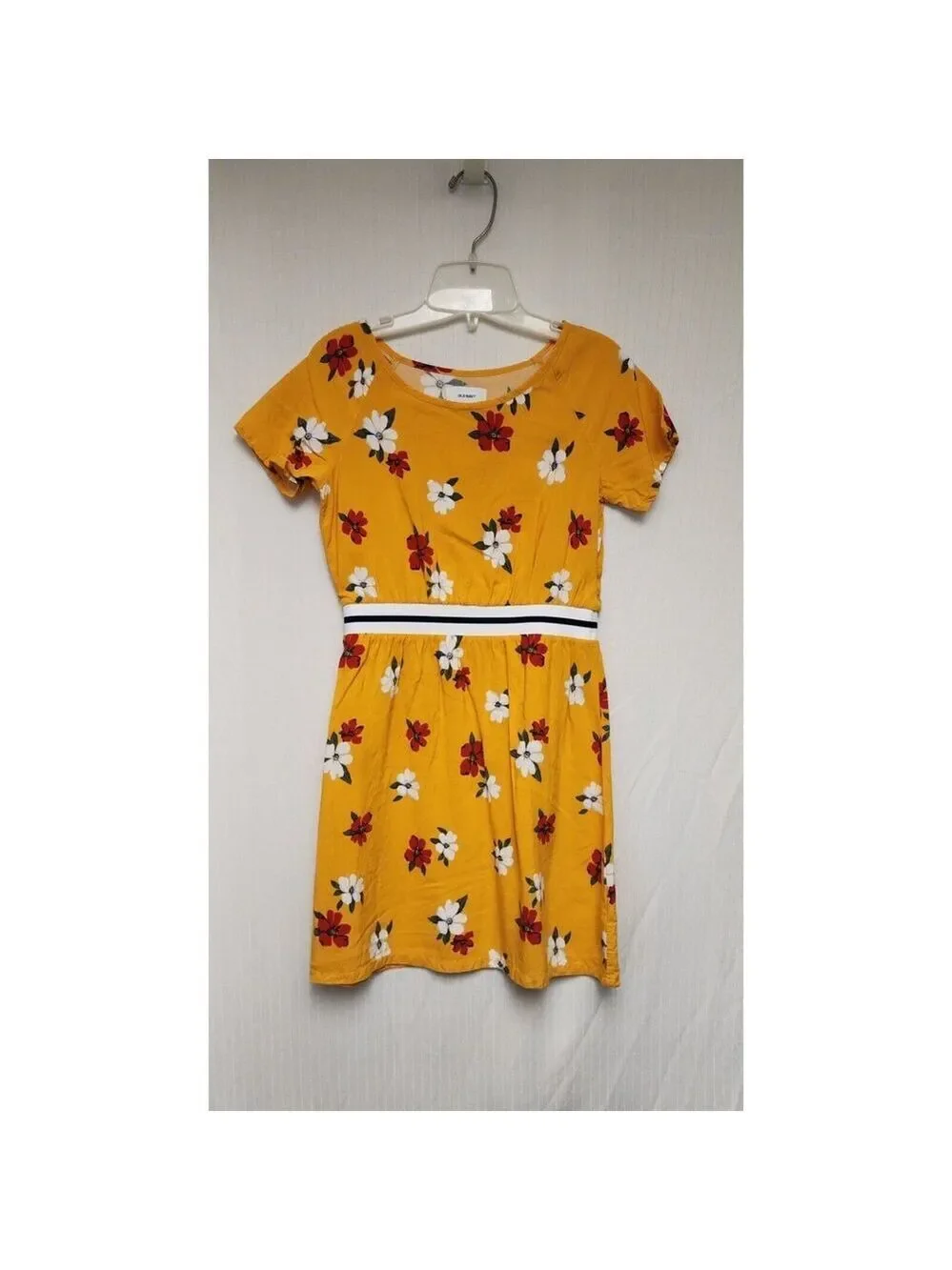 Gap Kids Red Metallic Pleated Jacquard Dot Party Dress/Old Navy Floral Dress M-8